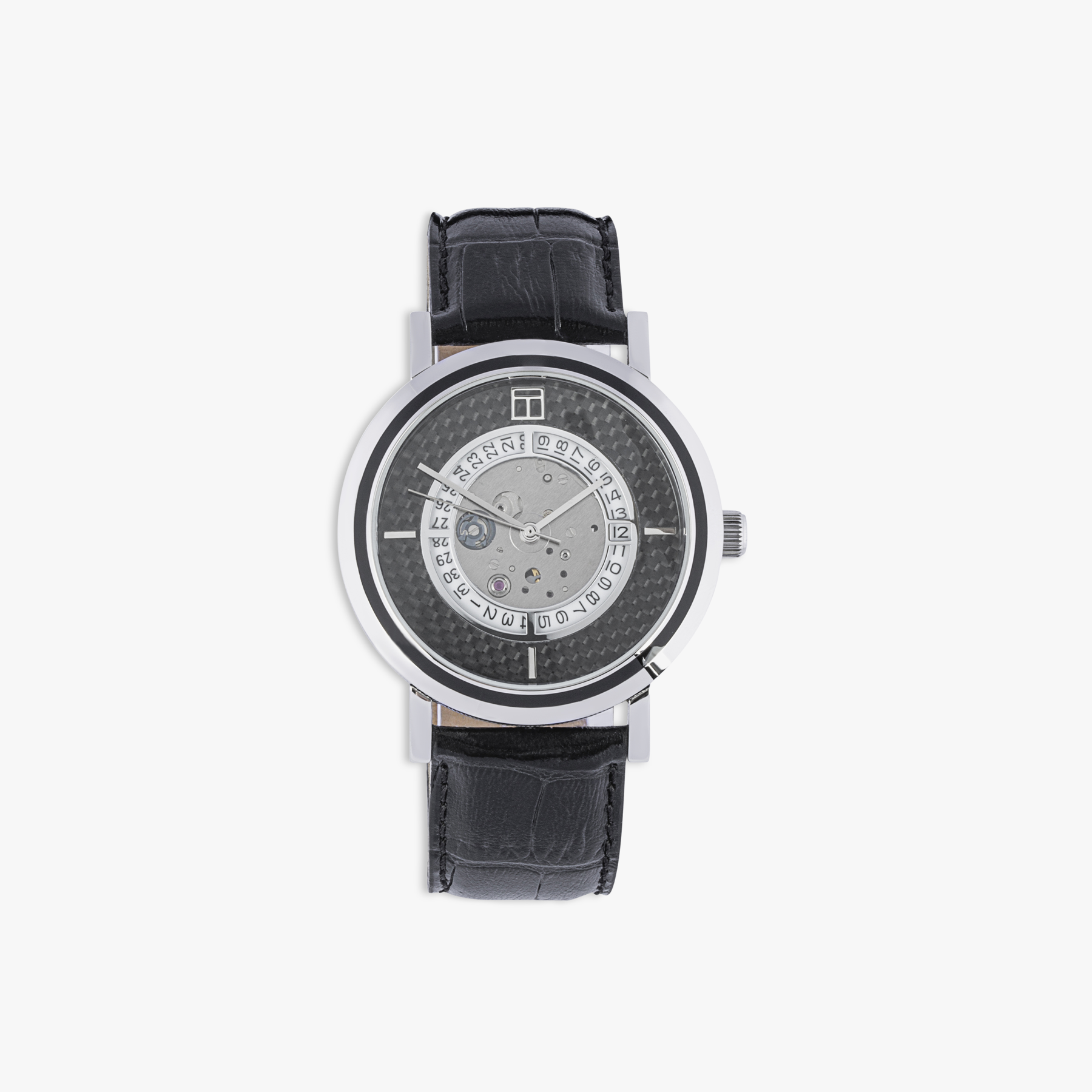 Esposto Leather Automatic Watch Carbon Fibre Steel